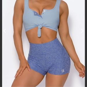 Bombshell Sportswear Curves Shorts- Sky Blue- Size M